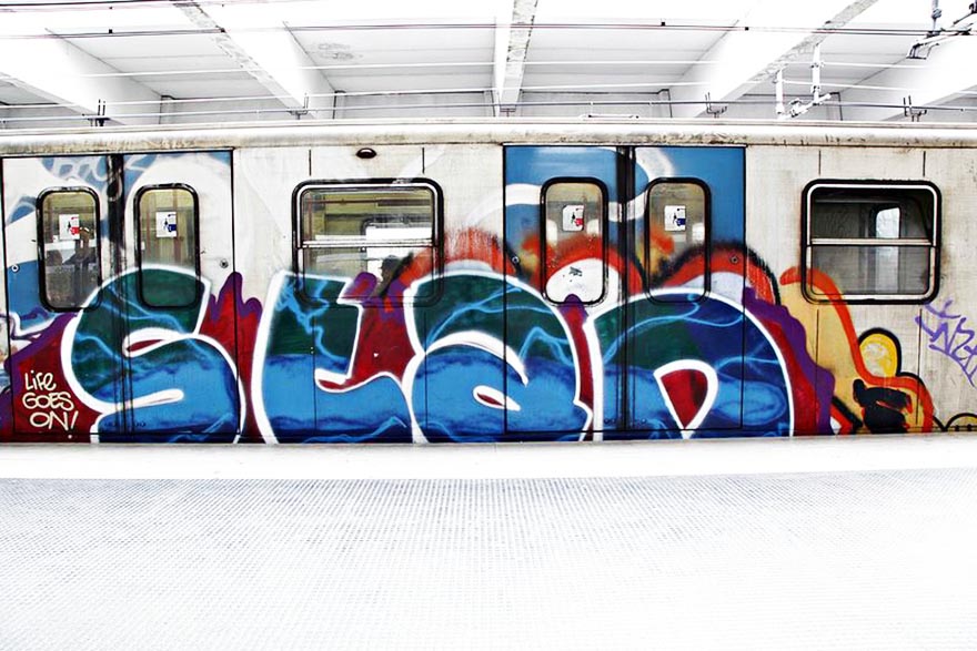 graffiti subway train rome italy bline stan