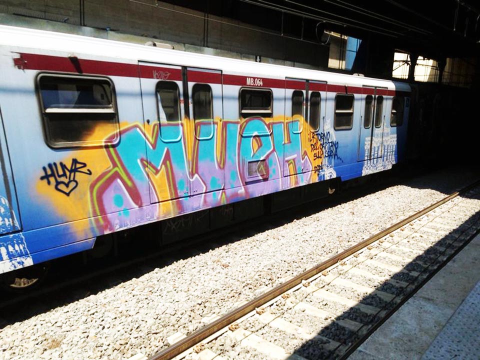 graffiti subway train rome italy bline mueh