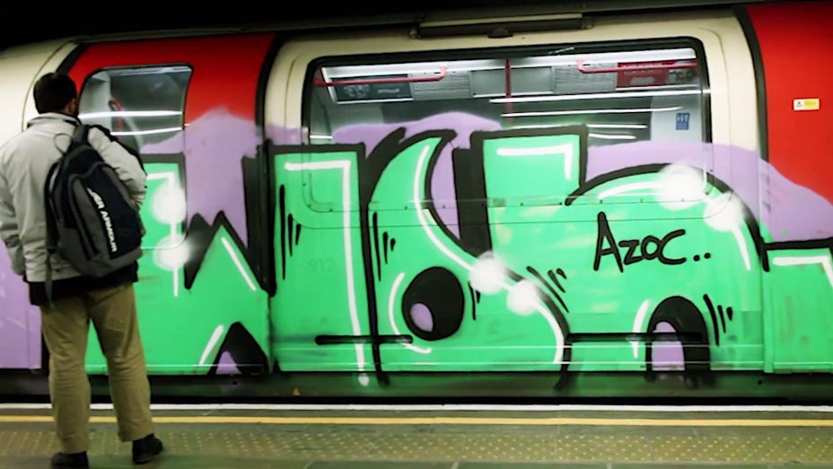 graffiti subway train london UK tube running wol azoc Wolume2