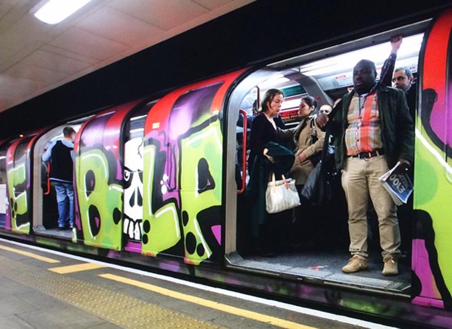 graffiti subway train london tube running ebola