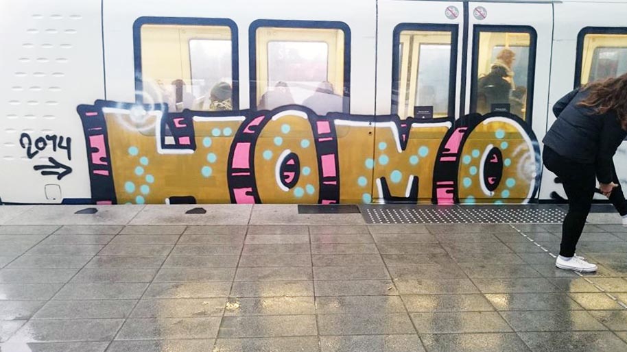 subway graffiti train copenaghen denmark homo