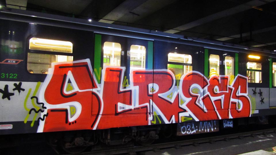 graffiti train subway milan italy stress