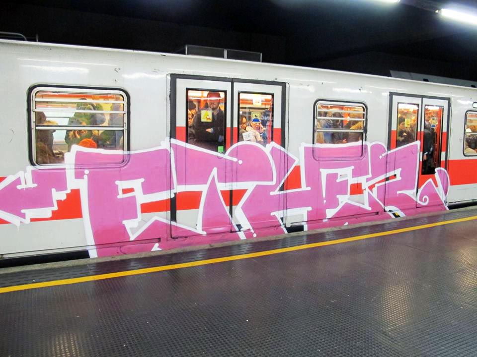 graffiti train subway italy milan ether mul