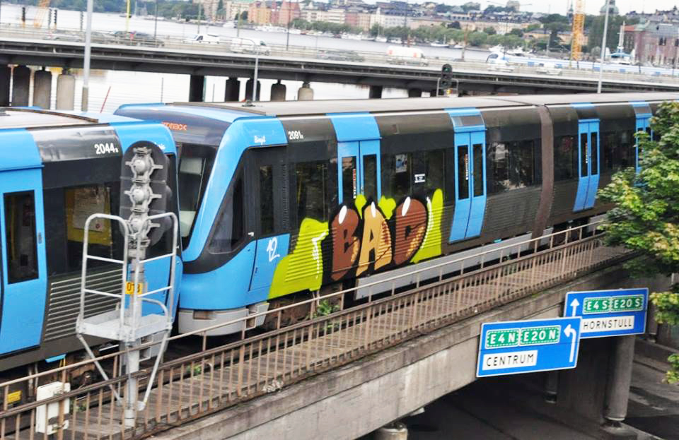 graffiti subway train stockholm sweden bad crew 2012