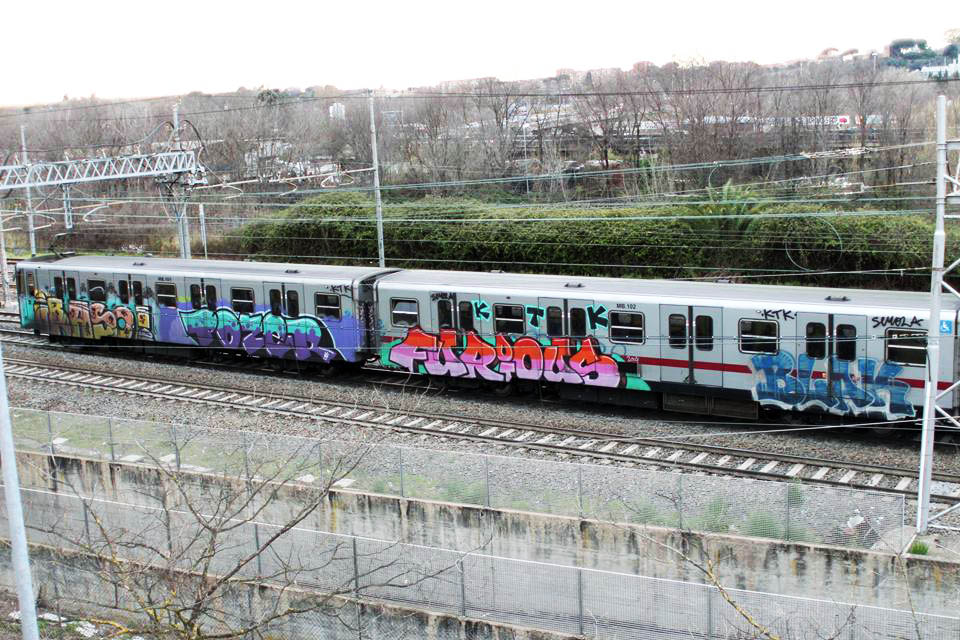 graffiti train subway rome italy iraso pozer furious blak