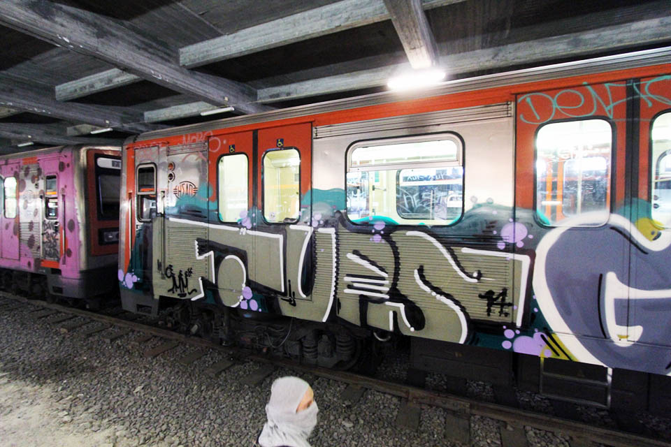graffiti subway train athens greece europe