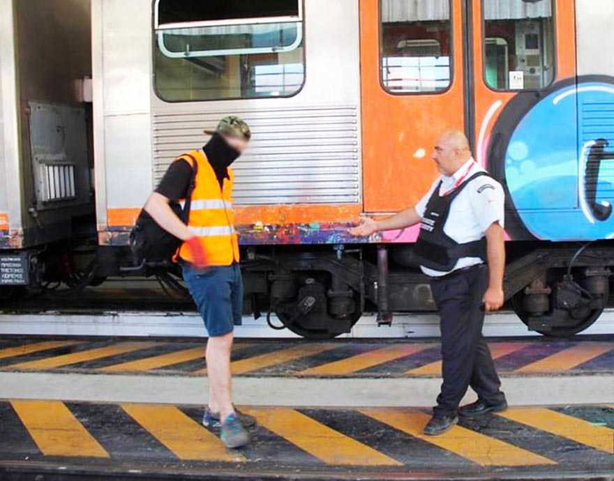graffiti subway train athens greece europe