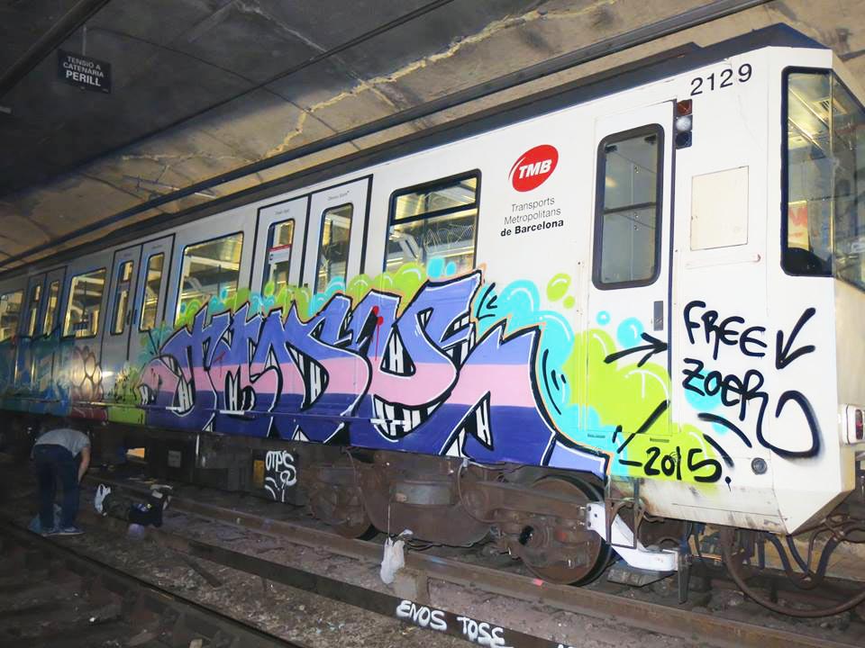 graffiti subway train barcelona spain freezoe jode 2015