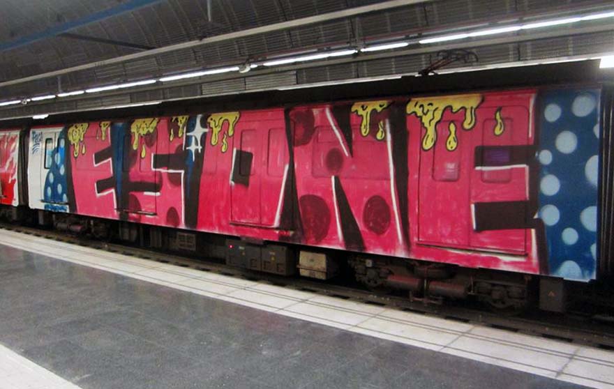 grafiti train subway 2015 barcelona spain wholecar esone