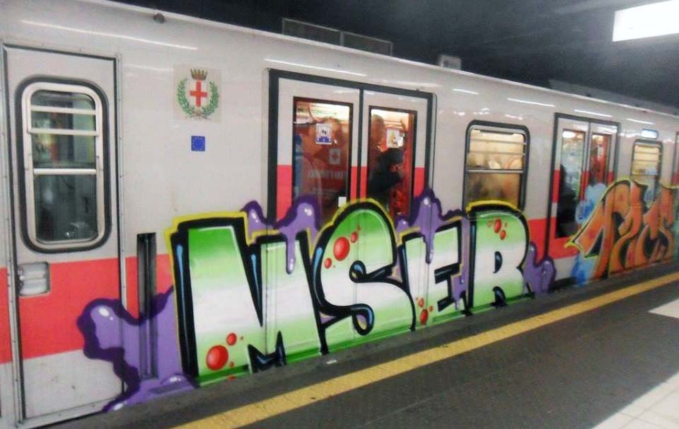 graffiti subway train mser milan italy