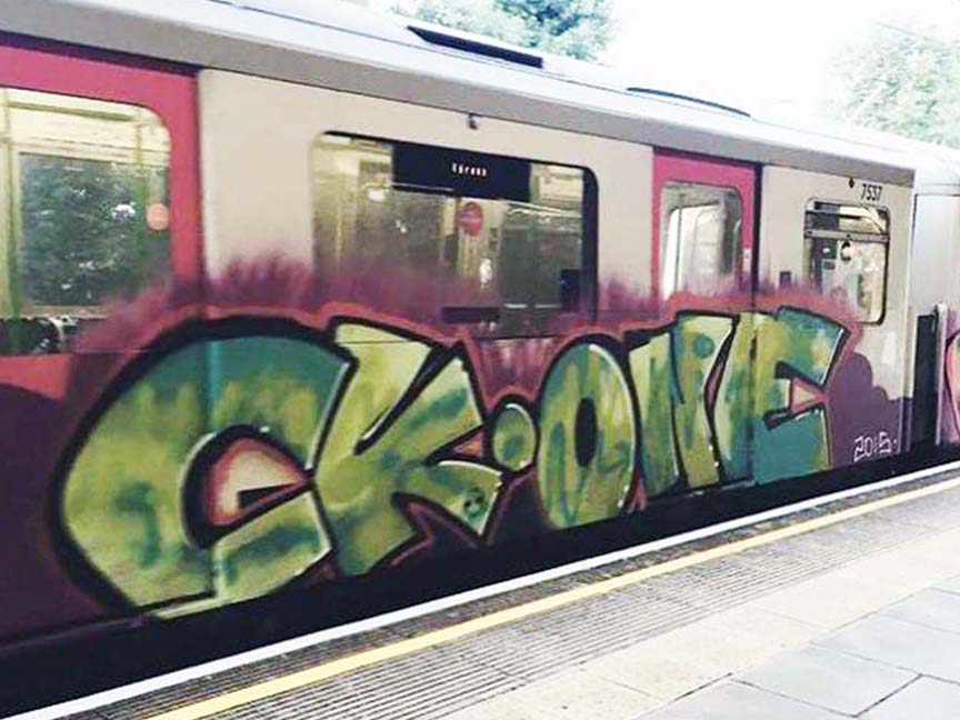 graffiti subway train london uk tube ckone rip 2015