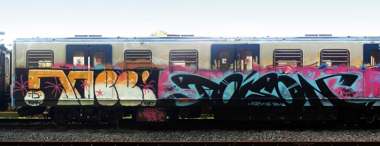 graffiti train subway rome italy