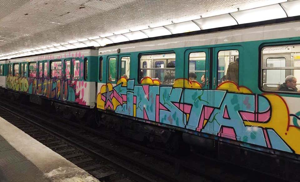 graffiti subway train paris france running