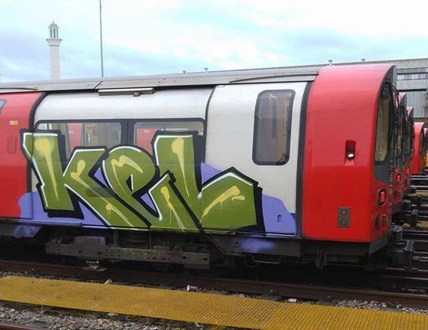 graffiti subway train london uk kel tubeyard
