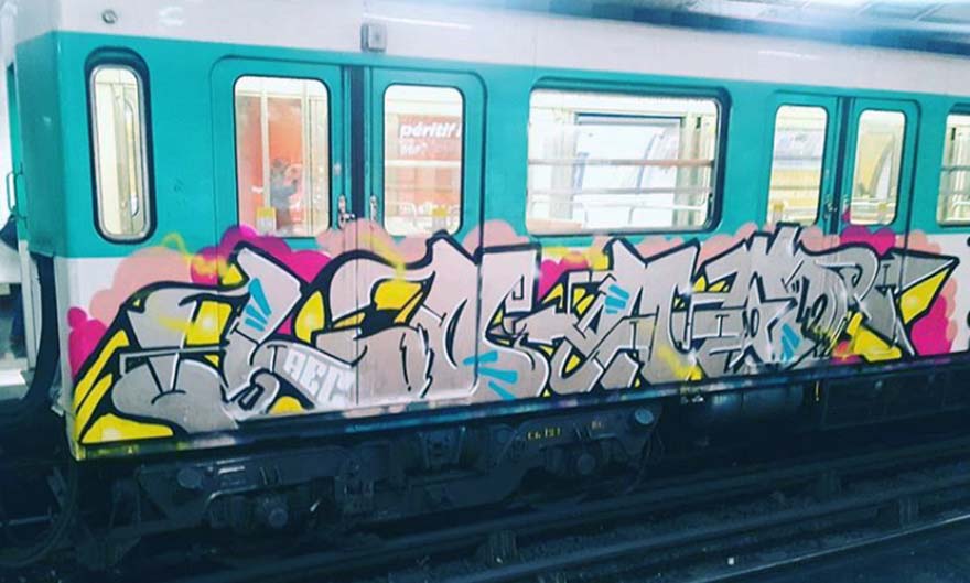graffiti subway train paris france running