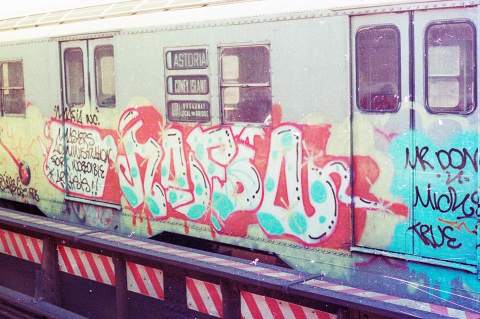 graffiti subway train 1980s newyork nyc usa kr.one kolorstorm mafia don1 rip