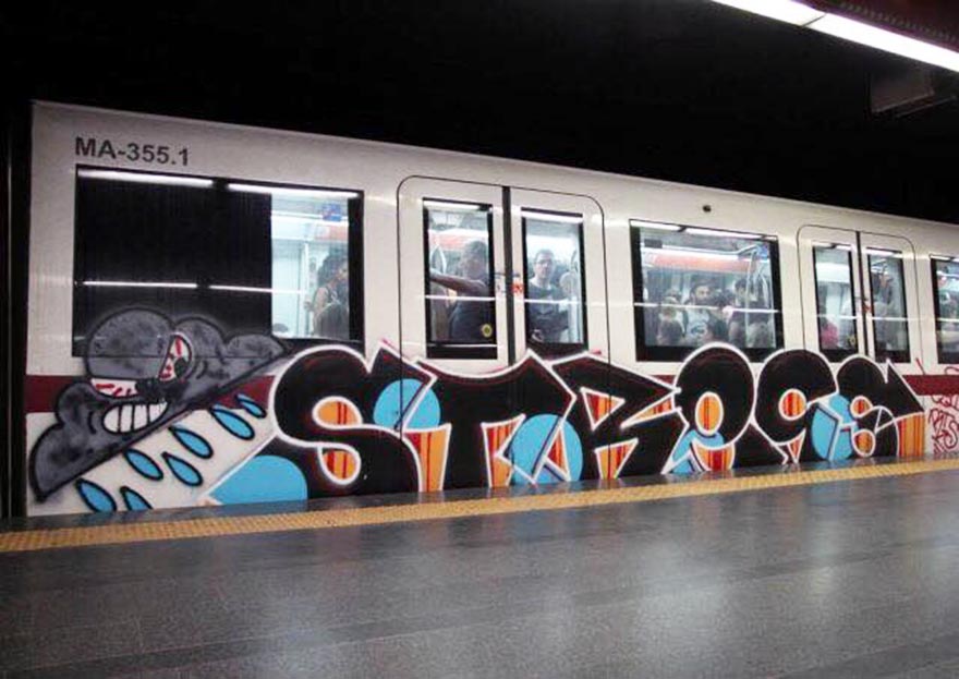graffiti subway train rome italy stress running