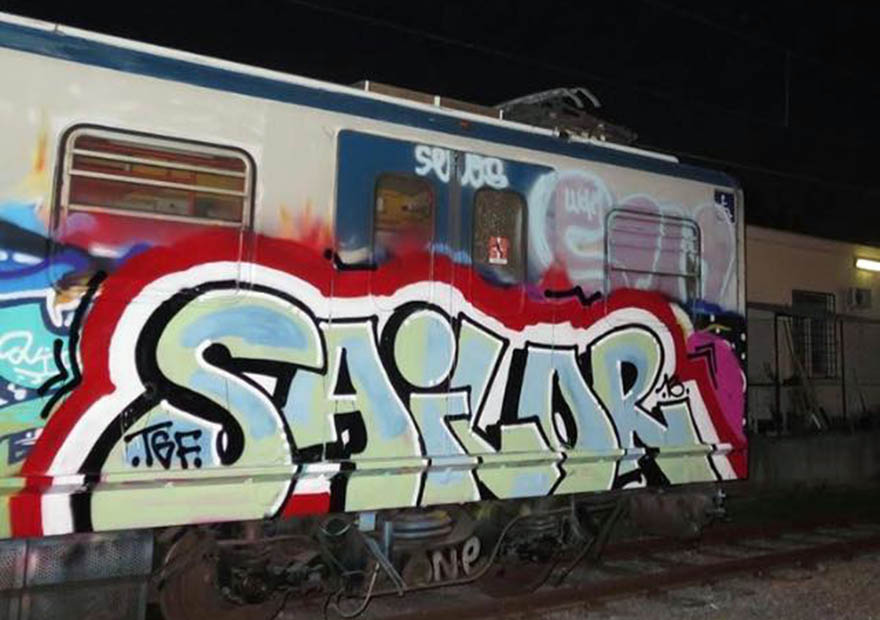 graffiti train subway rome italy lido sailor