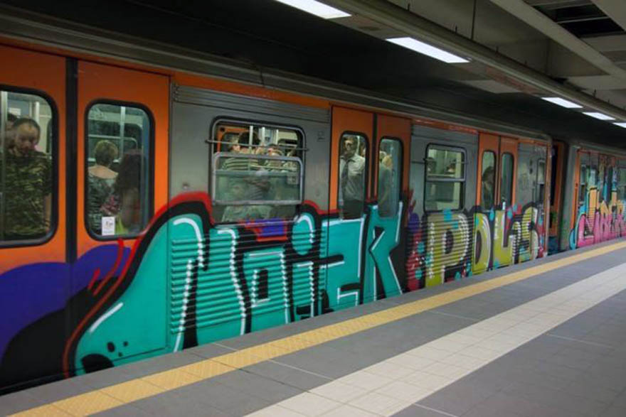 graffiti train subway athens greece