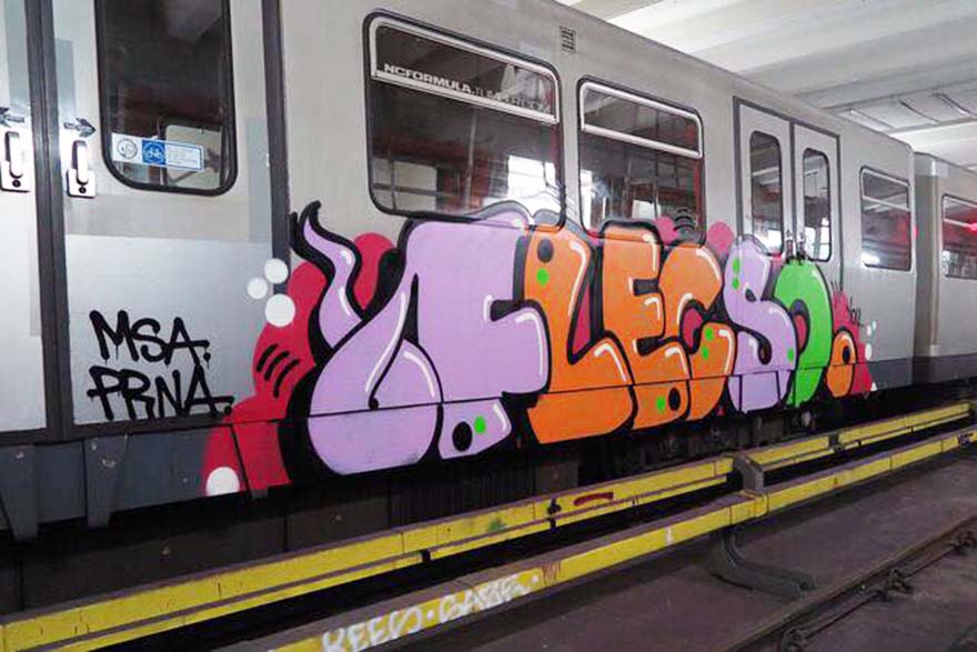 graffiti train subway writing vienna austria flecso 2017