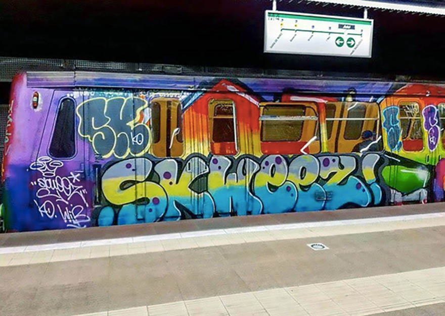 graffiti train subway writing berlin bucharest romania skweez