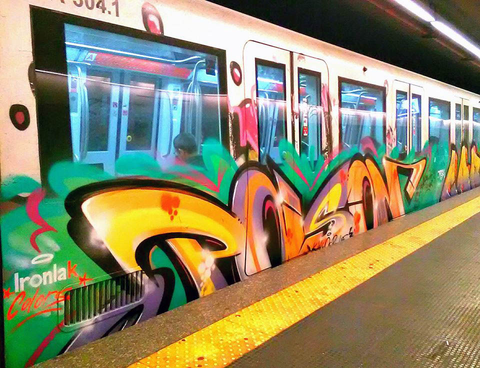 graffiti train subway writing rome italy poison running