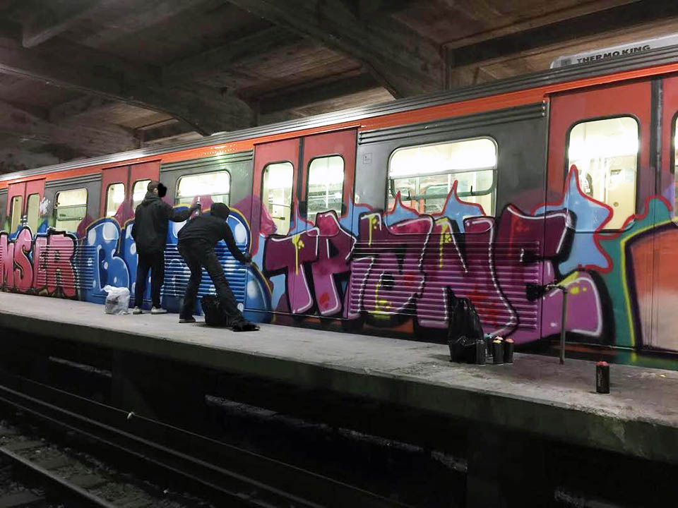graffiti train subway writing athens greece mser trane